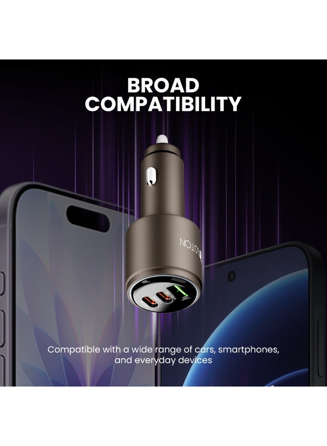 اكساستون شاحن سيارة مزود بخاصية الشحن السريع، ومنفذي USB-C، وتقنية توصيل الطاقة من النوع C، ومحول شاحن سيارة صغير الحجم، وشحن آمن، ودعم شامل، ومتوافق مع الهواتف الذكية والأجهزة اللوحية وأجهزة USB-C (DriveCharge، NCA32 - Image 5